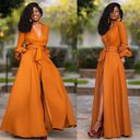 Summer Sexy V Neck Puff Sleeves Button Sashes