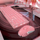 Pink Real Mechanical Keyboard And Mouse Set Girls