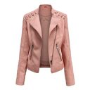 Women's Leather Jackets Short Slim Thin Ladies Motorcycle