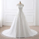 Two-piece White Wedding Dress With Round Neck