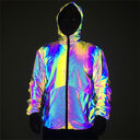 Men Reflective Hooded Jacket Casual Night Colorful Windbreaker