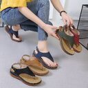 Casual Sandals Women's Wedge Heel Solid Color Flip