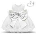 Baby Girls White Baptism Dress Newborn Princess Birthday