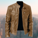 Gentleman's Warm Zipper Cardigan Pocket Decorated Pu Leather