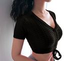 Women's Sports Shirt Breathable Fitness Top Drawstring Seamless