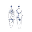 Zircon Female Earrings Eight-pointed Star Moon Long Tassel