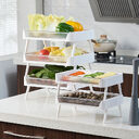 Kitchen Folding Storage Rack with Draining Basket Fruit
