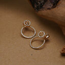 Micro Pave Zircon Front And Back Circle Stud