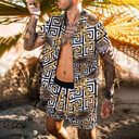 Summer Men Hawaiian Sets Printed Breathable Lapel Short