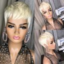 Ladies Fashion Short Straight Hair Golden Synthetic Fluffy