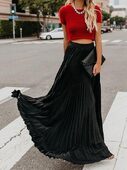 Women Fashion Casual Skirt Girls High Waist Long