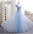 Long Blue Bridesmaid Sisters Dress One-shoulder Evening