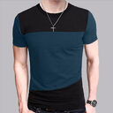 Round Neck Korean Short-Sleeved T-Shirt Men'S Color Matching