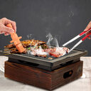 Wooden Seat Korean Style Grill Pan Household Smokeless