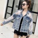 Denim Short Jacket Women Trendy Fashion Casual Lace