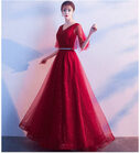 Beauty-Emily Tulle V Neck Ruffle Evening Dresses Long