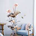Chinese Style Lotus Flower Wallpaper Self-adhesive Living Room