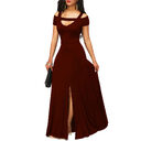 Solid Color V-neck Sexy Strapless Split Slim Fit