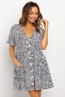 Summer Women Mini Dresses Spring Short Sleeve Dot