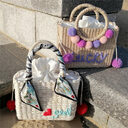 Thailand Straw Bag New Hydrangea Letter Embroidery Handbag