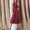Dies Midi Dress Casual Sleeveless Belt Female New