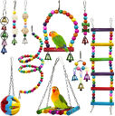 Parrot Combination Toy 10-Piece Set Wooden Bead Rotating