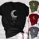 Sun Moon Women Tshirt O-neck T Shirt Cotton