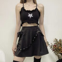InstaHot Black Pockets High Waist Skirts Strap Zipper