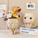 Face Head Design Sculpture Flower Planter Garden Indoor