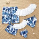 Parent-child swimsuit family bikini white lotus leaf