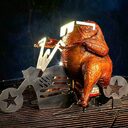 Chicken Stand Beer Funny American Motorcycle BBQ Steel
