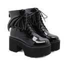 Goth Ankle Boots High Heels Patent Leather Womens