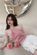 Sweet French Hot Girl Wears A Halterneck Top