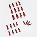 Red And Black Gradient Long Ballet Wear Nails