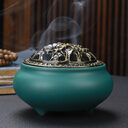 Copper Lid Ceramic Incense Burner Buddha with Antique
