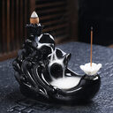 Backflow Incense Burner Sandalwood Aroma Diffuser Black Glaze