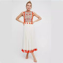 Bohemian Embroidered Floral Fringe Sleeveless Vest Dress