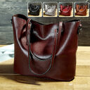 Simple Oil Wax Leather Messenger Shoulder Bags Women's