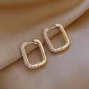 Geometric Square Earrings Zircon French