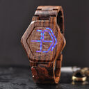 LED Display Wooden Watch Men Wristwatches Wood Night