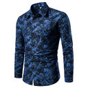 Autumn and Winter Mens Shirt Printed Casual Long