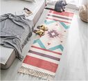 Hand Woven Cotton Linen Bohemian Rug Long Geometric