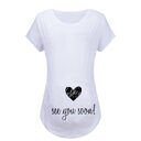 Women T-Shirts Slim Maternity Funny Letter Tops O-Neck
