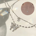 Fashion Jewelry Elegant Silver Color Shiny Butterfly Necklaces