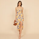 Violet Print Suspender Long Dress Women