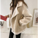 Suede Jacket Women Short Lamb Velvet Motorcycle