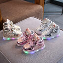 Girls Stars Printed Light Board Shoes Rhinestone Zhongbang