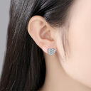 Sterling Silver Heart-Shaped Earrings S925 Zircon