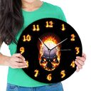 Burning Skull Wall Clock Hell Demon Death