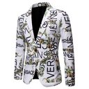 Letter Print Slim Suit Single Men